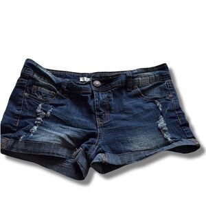 Blue Notes Distressed Denim Shorts | Rolled Hem | Size 28 Summer Staple